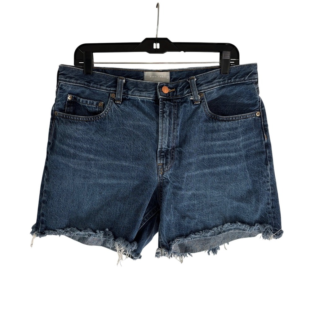 Everlane The Denim Short Dark Wash Raw‎ Hem Organic Cotton Size 31 WW-RDJ-4517B